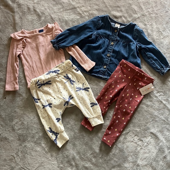 EUC Baby/Infant girl bundle H&M denim Jessica Simpson, ON and NWT mauve blue - Picture 1 of 6